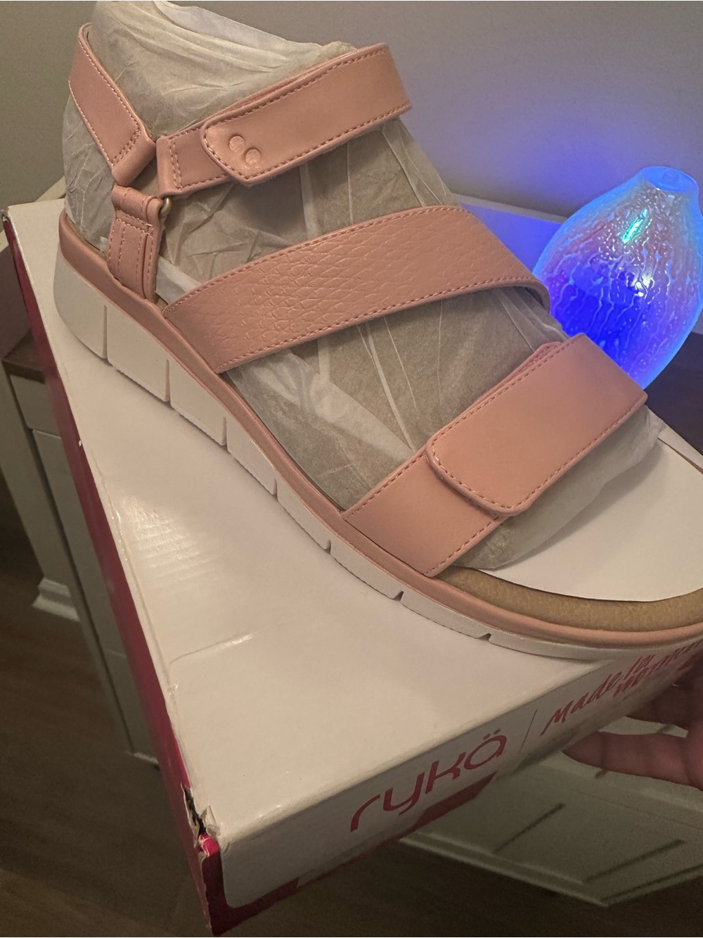 Ryka Blush Pink Velcro Platform Sandal